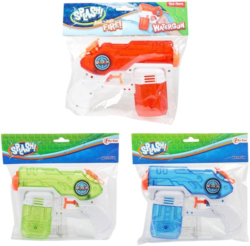 Pistolet à eau Splash jouet 19 cm bleu transparent pour enfants