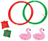 Anneaux de plongée flamant rose set de 2 - jouet de piscine coloré 80cm-2