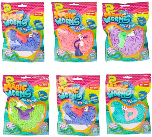 Toi-Toys magische worm speelgoed set - kleurrijke magische wormen 50gr