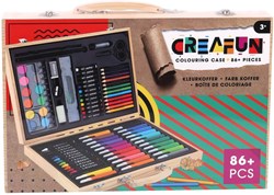 Creafun mallette artistique bois 86 pièces - set créatif enfants