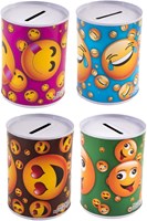 Spaarpot vrolijke gezichtjes metaal multi kleuren voor kinderen-2