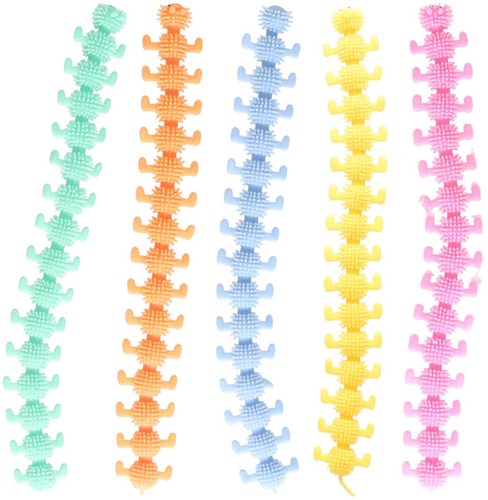 Jonotoys fidget speelgoed Fluffy Stretchty Rups multi kleuren