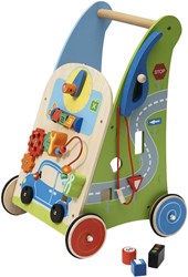 Johntoy houten loopwagen met activiteiten garage voor peuters