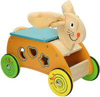Johntoy houten loopwagen konijn met vormenstoof voor peuters-2