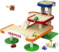 Johntoy garage en bois pour voitures avec ascenseur et jouets inclus