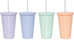 Svenska Living gourde avec paille diamond 500ml vert assorti