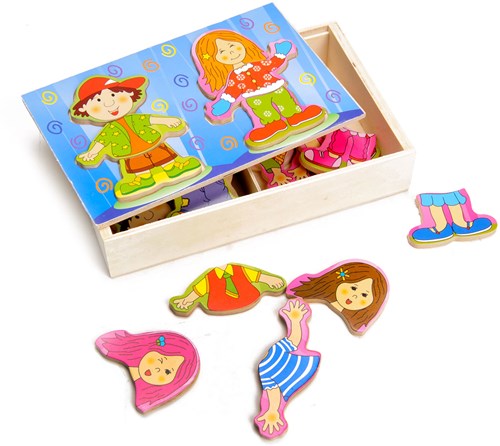 Playwood puzzle habillage en bois garçon et fille - jouet éducatif