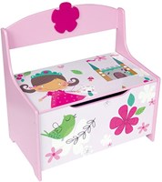 Playwood banc à jouets en bois princesse rose coffre de rangement jouet