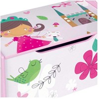 Playwood banc à jouets en bois princesse rose coffre de rangement jouet-2