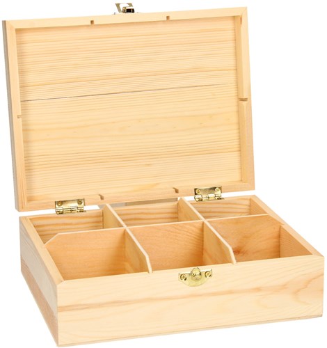 Playwood boîte à thé en bois 6 compartiments kit créatif - décore ta propre boîte à thé-2
