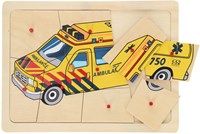 Playwood puzzle en bois ambulance - jouet éducatif puzzle à boutons-2