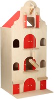 Playwood entrepôt en bois maison de poupée avec poulie et portes rouges 67 cm