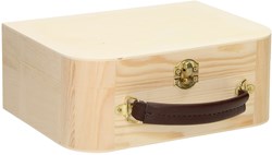 Playwood valise en bois avec poignée en cuir et fermeture dorée boîte de rangement