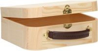 Playwood valise en bois avec poignée en cuir et fermeture dorée boîte de rangement-2