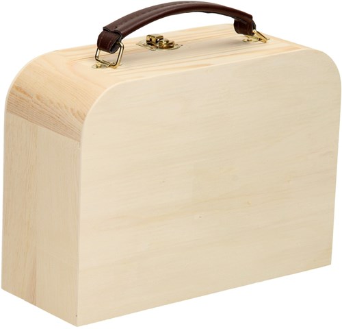 Playwood valise en bois avec poignée en cuir et fermeture dorée boîte de rangement-3