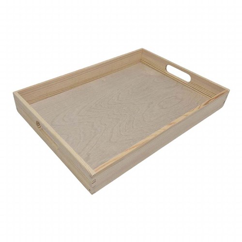 Playwood plateau en bois avec poignée droite et bord en pin 39,1x27,1x5 cm