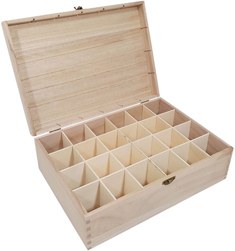 Playwood boîte de rangement en bois pour jouets avec 24 compartiments et couvercle - organiseur-2