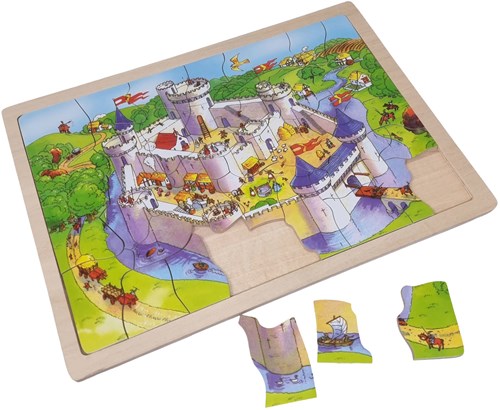 Playwood puzzle en bois château 41 pièces jouet coloré-2