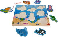 Playwood puzzle en bois jeu de pêche jouet éducatif motricité-3