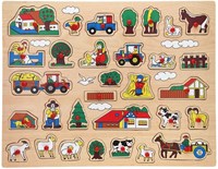 Playwood houten puzzel boerderij extra groot 32 stukjes educatief speelgoed