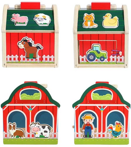 Playwood boîte à formes ferme jouet en bois éducatif motricité-3