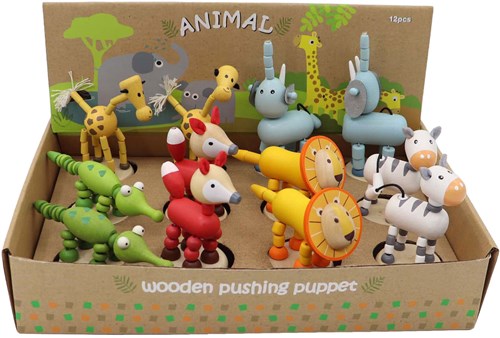 Playwood jouet en bois figurine à pousser jungle colorée éducative