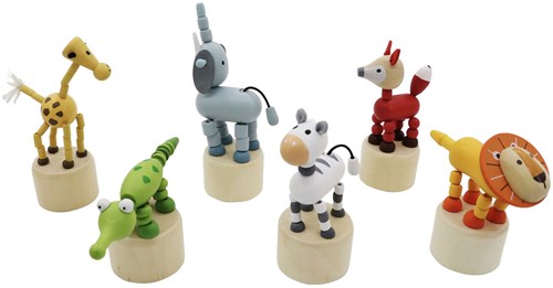 Playwood jouet en bois figurine à pousser jungle colorée éducative-3