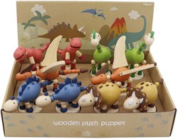 Playwood jouet en bois figurine à pousser dinosaure coloré
