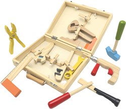 Playwood houten gereedschapskist speelgoed 12-delig voor kinderen