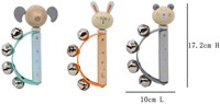 Playwood instrument de musique en bois poignée clochette animal jouet coloré-3