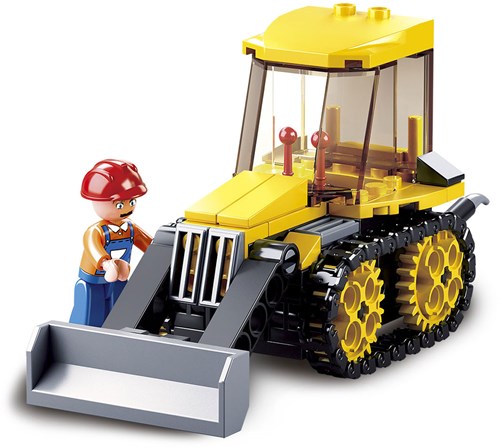 Sluban bouwset Bulldozer geel speelgoed bouwstenen 132-delig-2
