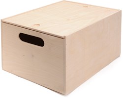 Playwood coffre de rangement en bois coffre à jouets avec couvercle coulissant et poignées