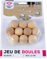 Longfield Games boules en bois set 10 pièces 30 mm