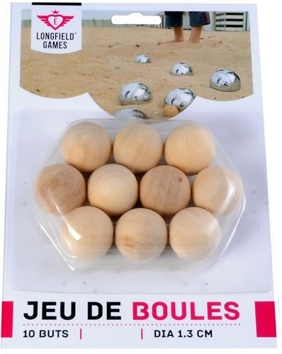 Longfield Games boules en bois set 10 pièces 30 mm