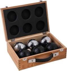 Jeu de boules set metalen ballen luxe houten kist outdoor spel