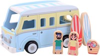 Jouéco jouet bus de plage en bois - bus rétro avec accessoires-2