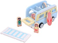 Jouéco jouet bus de plage en bois - bus rétro avec accessoires-3