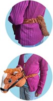Johntoy tête de cheval en peluche jouet avec élastique et son beige-2
