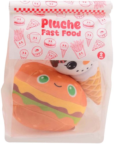 Johntoy pluche fastfood knuffels set van 2 vrolijke speelgoed
