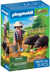 Playmobil Country jouet de ferme Fermier avec cochon ventru 72171