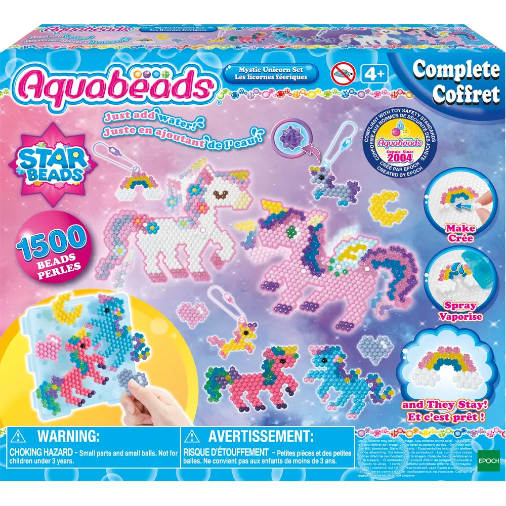 Epoch Aquabeads eenhoorn knutselset - 1500 parels - creatiebord