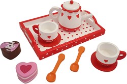 Playwood service à thé en bois cœurs et pois - vaisselle enfant jeu