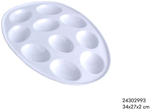 Svenska Living plateau à œufs porcelaine blanc pour 10 œufs 26x19x2cm-3