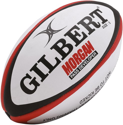 Gilbert ballon de rugby Morgan Pass Developer taille 4 noir rouge entraînement