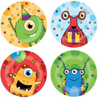 Haza bordjes Monster Party - kinderfeestje - 8 stuks - 23 cm - kleurrijk