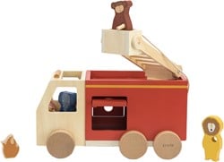 Trixie camion de pompier en bois - jouet durable FSC avec échelle