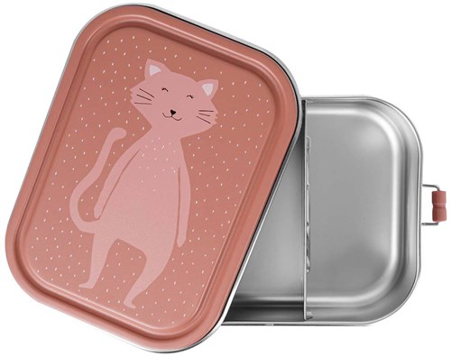 Trixie boîte à lunch grande - boîte à goûter enfant Mrs. Cat rose inox-2