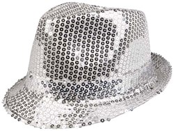 Boland chapeau popstar sequins argent - chapeau disco adulte
