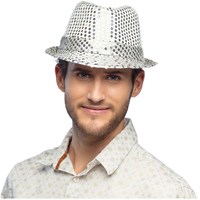 Boland hoed popstar pailletten zilver - disco feesthoed volwassenen-3