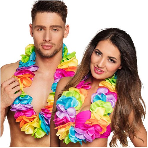 Boland collier hawaïen arc-en-ciel deluxe XL - guirlande de fleurs fête-2